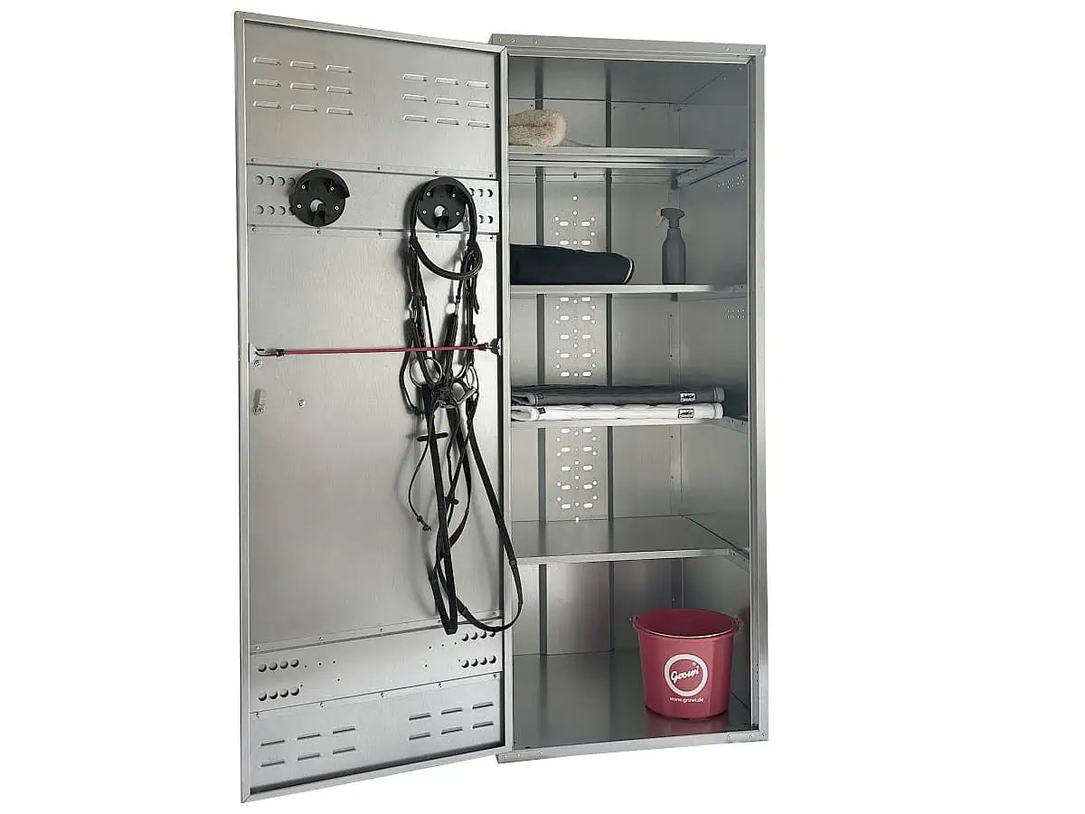 Growi Universalschrank für Reitausrüstung, Sattelkammer-Aufbewahrung, Vorhängeschloss, 190 x 75 x 75 cm