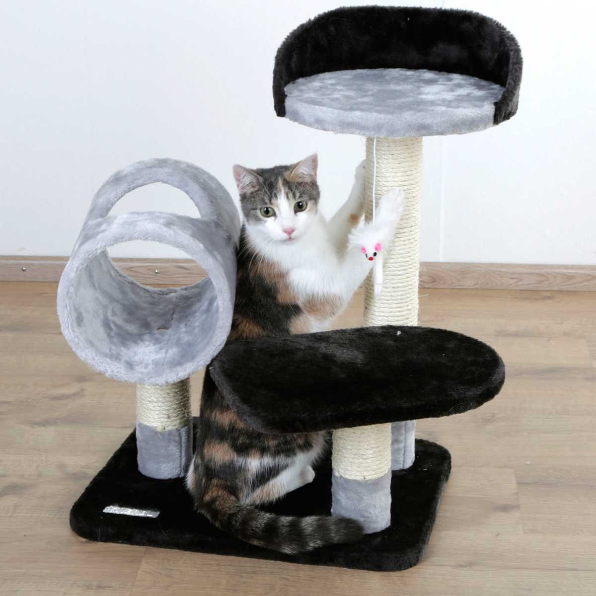 Kerbl Arbre à chat MOON avec tunnel, 2 zones de repos et souris jouet