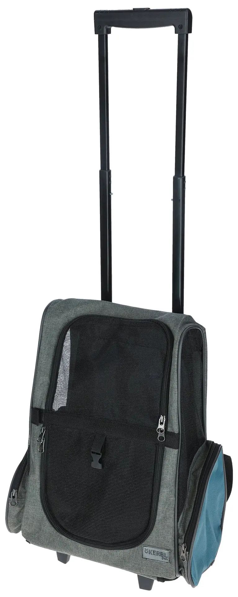Sac trolley pour chien Kerbl Vacation, gris/bleu, 41 x 26 x 55/103 cm, vue de côté