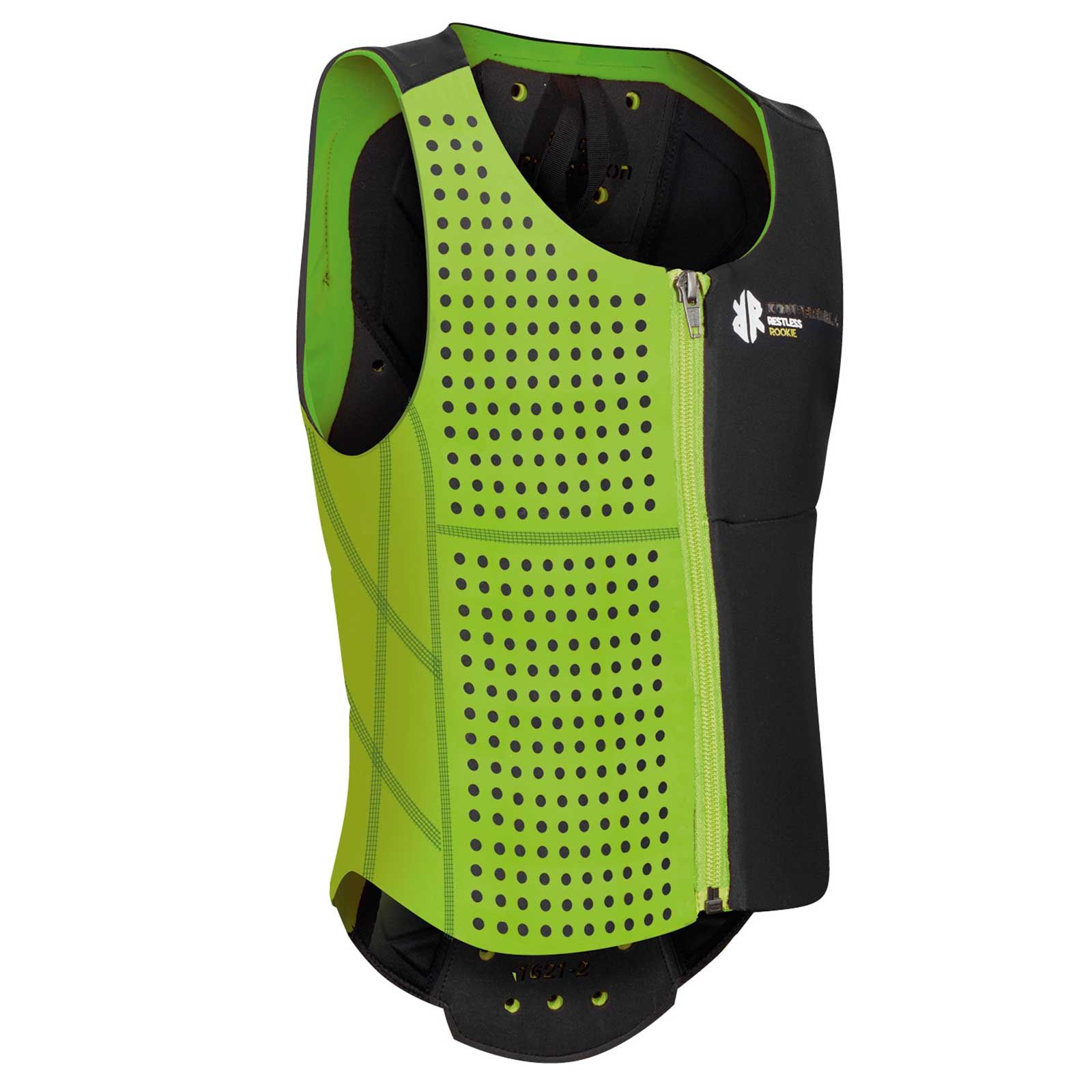 Komperdell Kids Back Protector Ballistic Vest Junior black, lightgreen, side view