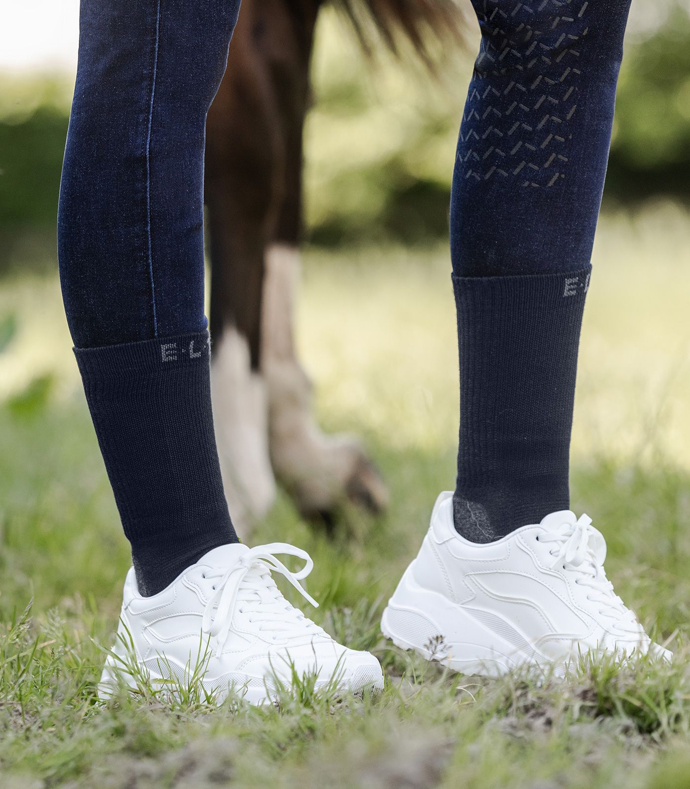 ELT Chaussettes d'équitation en bambou, courtes, respirantes, bleu profond, S