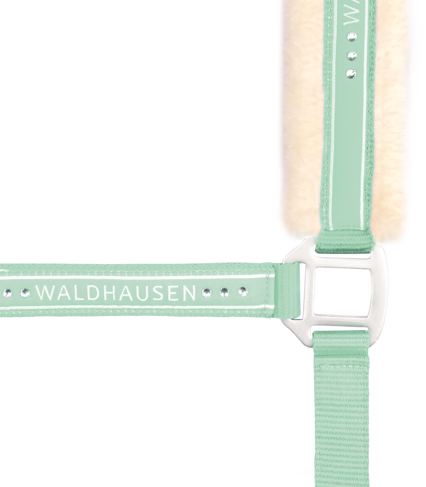 Waldhausen Halfter Elegant mit Glitzersteinen, weich gepolstert, pistazie