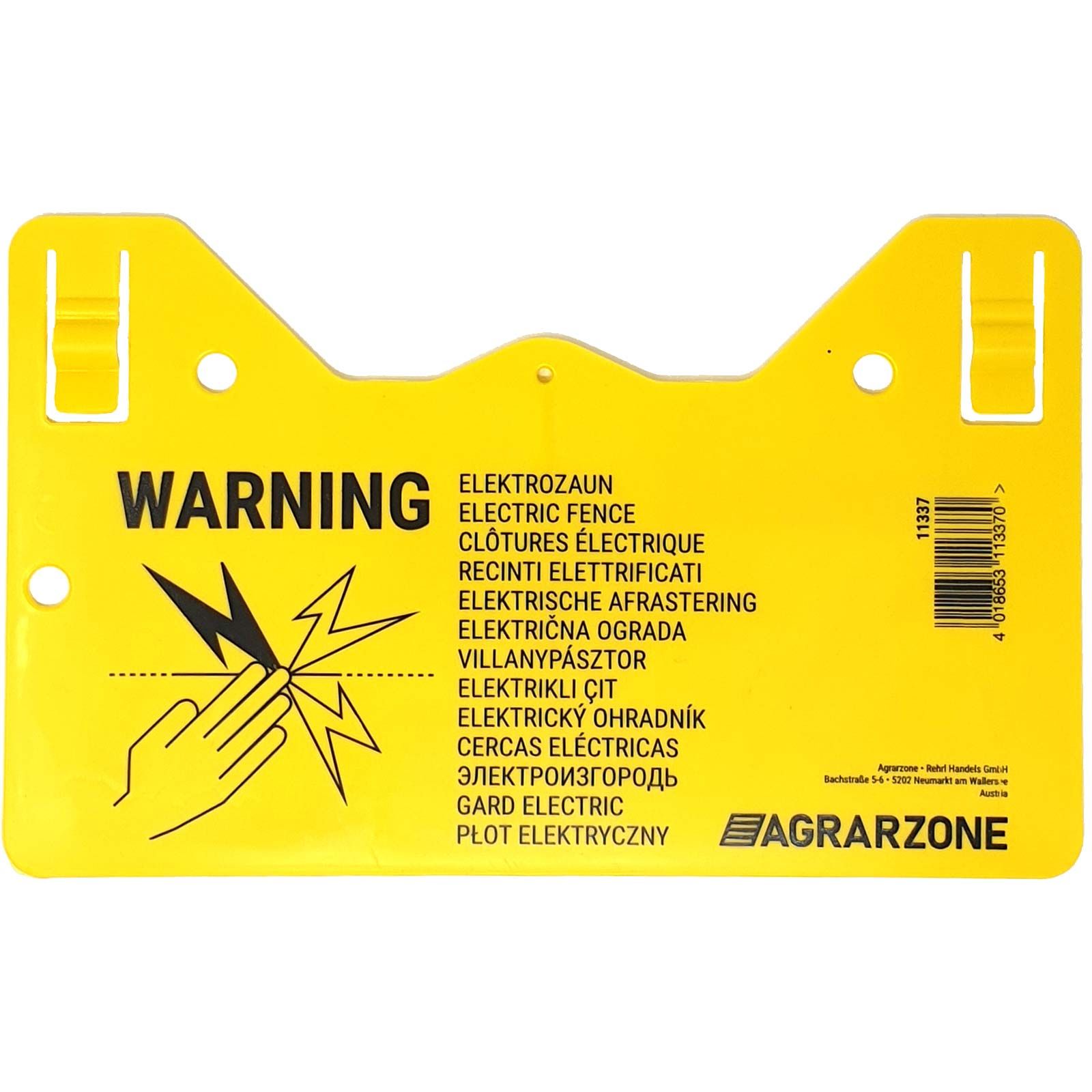 Panneau de signalisatiopn Agrarzone Attention clôture électrique