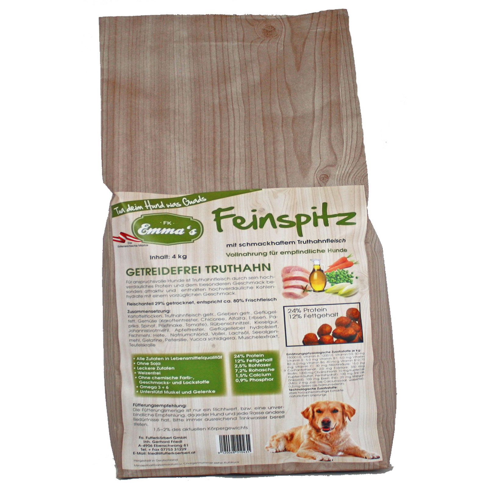 Emmas Aliments pour chiens Feinspitz dinde sans céréales 4 kg