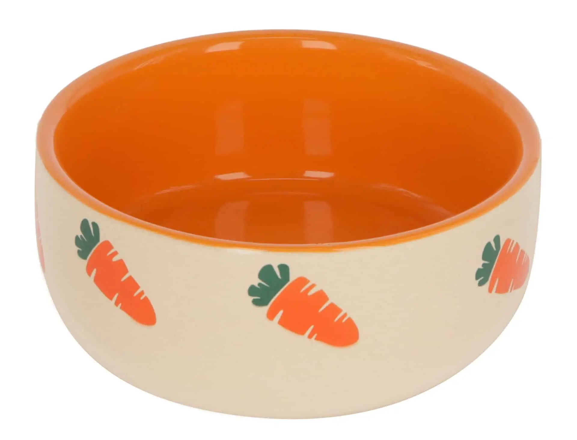 Keramiknapf creme mit Karottenmotiv und orangefarbenem Innenraum