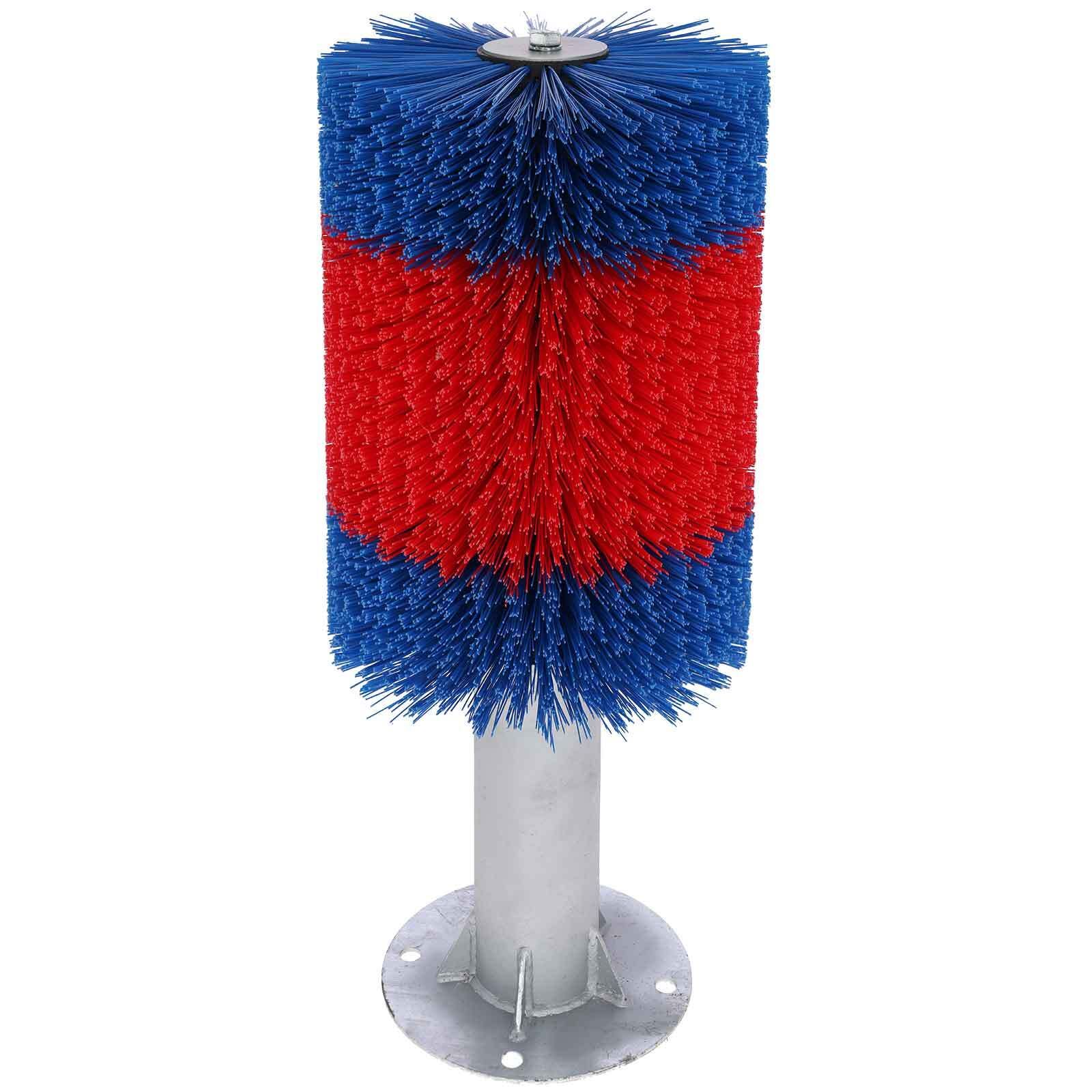 Perie cilindrică de scărpinat cu peri albaștri și roșii pe bază metalică