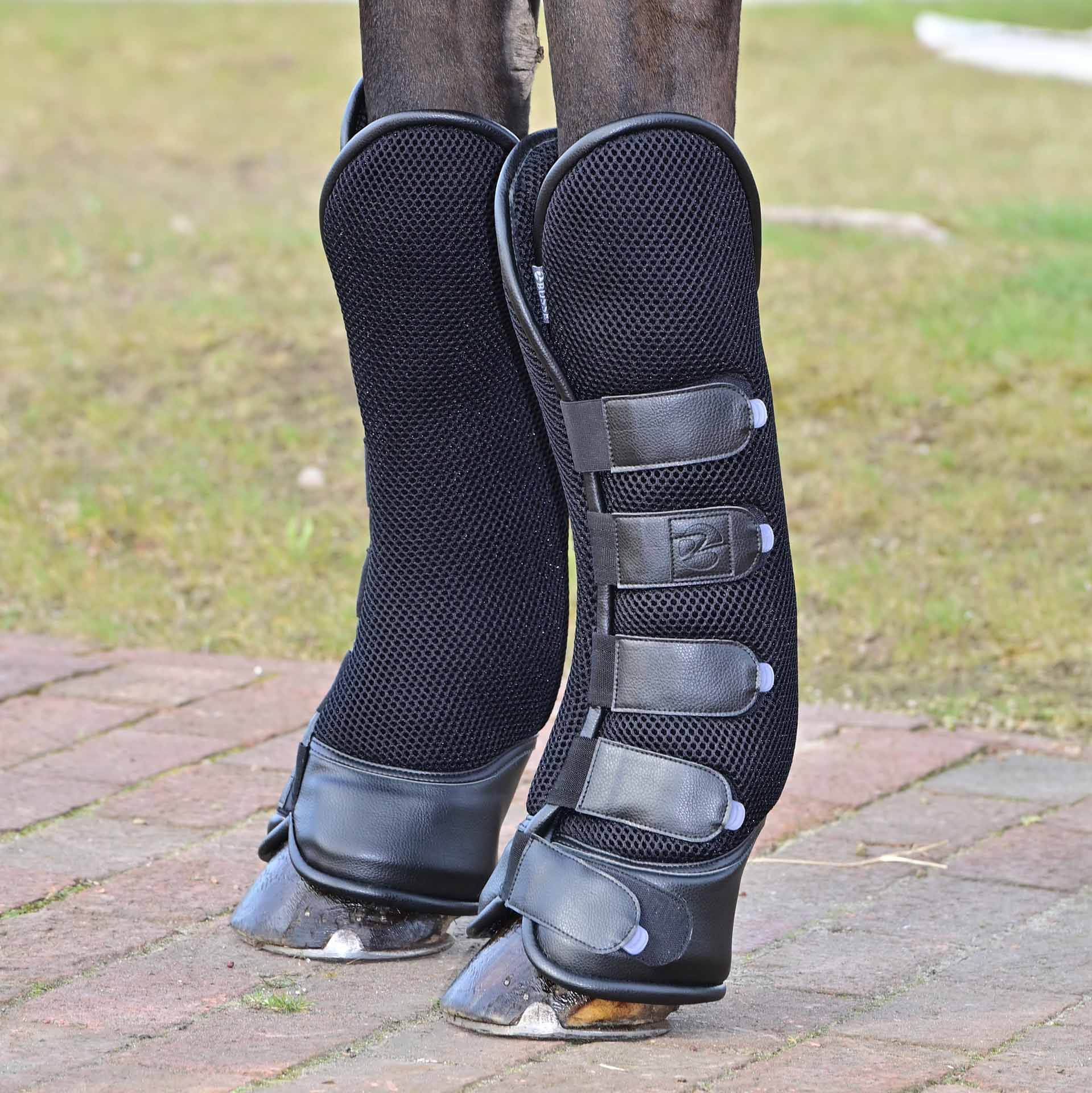 Guêtres de Transport BUSSE 3D AIR EFFECT pour Chevaux, FULL-front, Noir