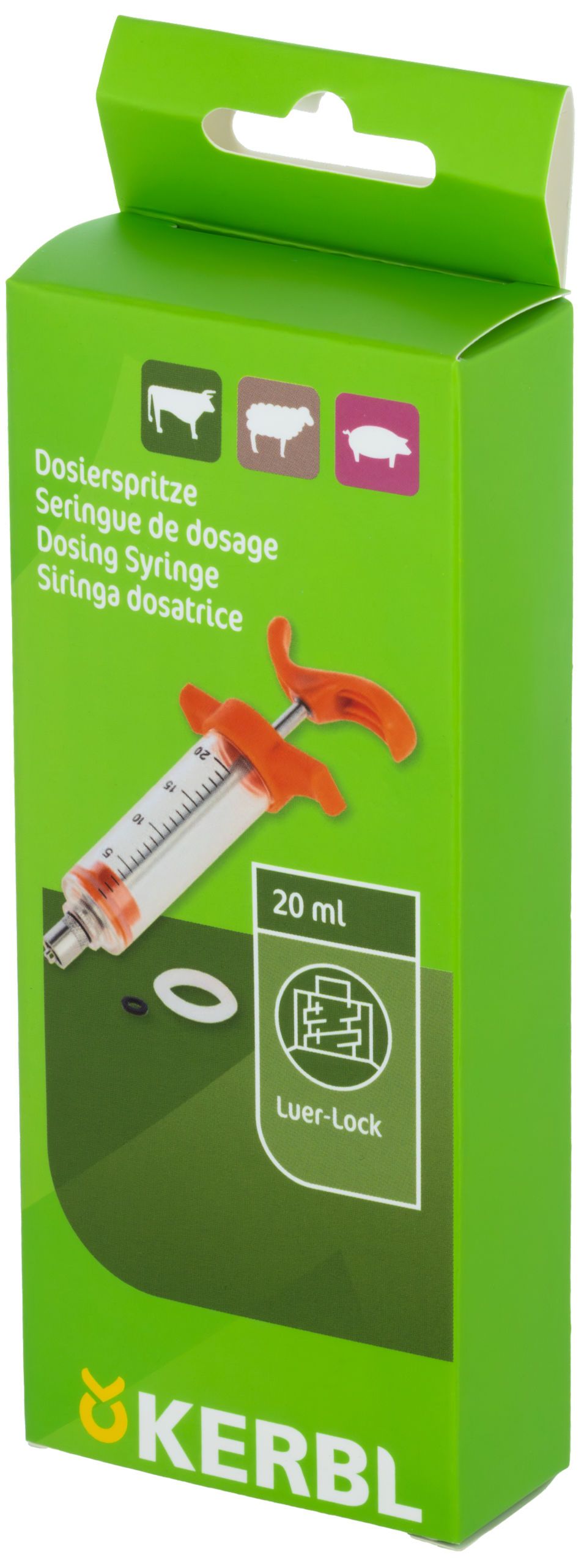 Kerbl Seringue de dosage graduée Luer-Lock, orange, emballage