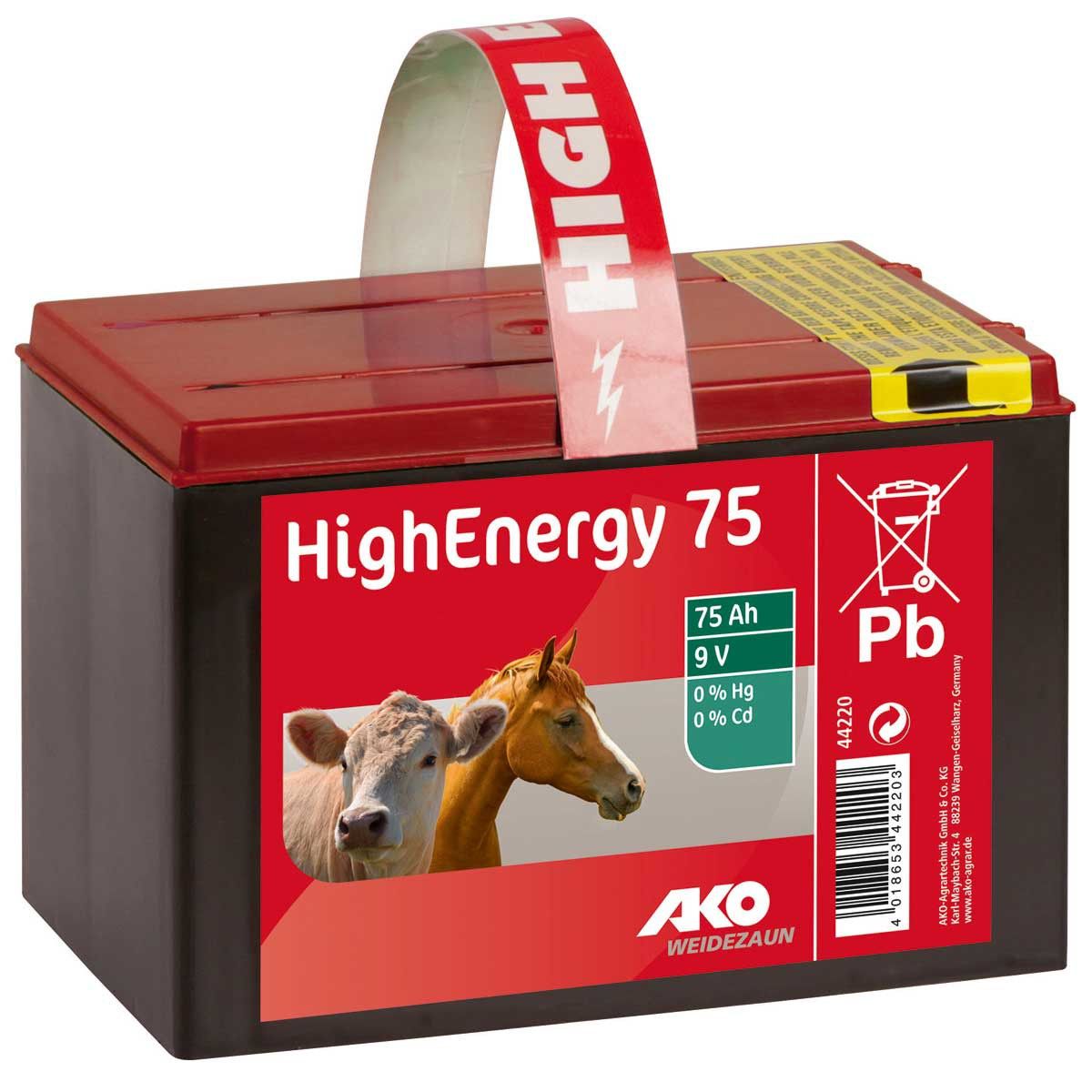 Batterie de clôture électrique AKO HighEnergy Saline 9V 75 Ah